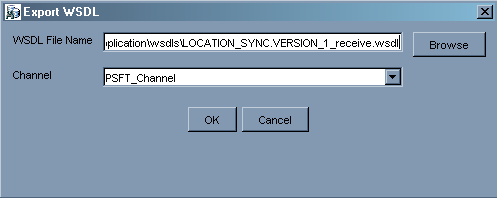 Export WSDL dialog box