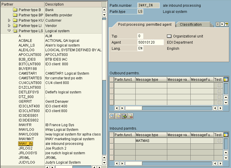 Partner profiles window