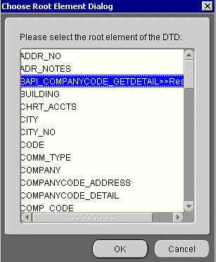 Choose Root Element Dialog