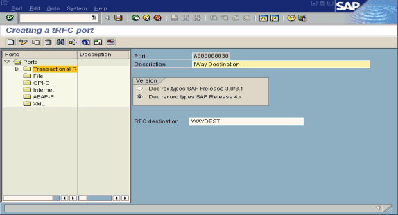 Creating a tRFC port window