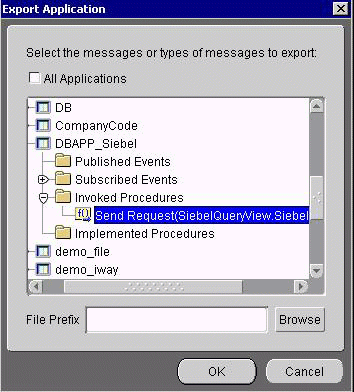 Export Application dialog box