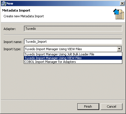 Selecting the import type.