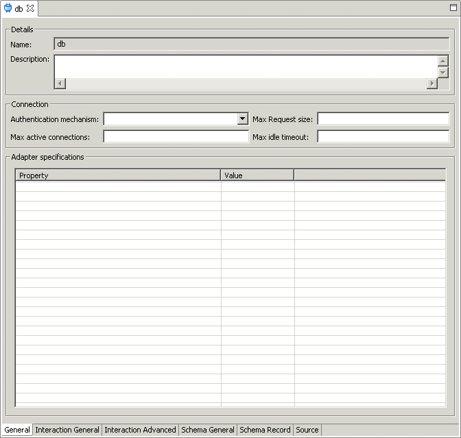 The adapter metadata General tab.