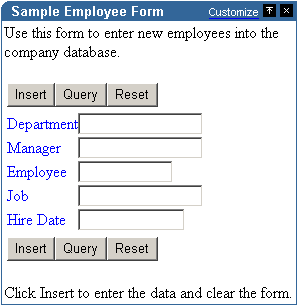 Shows sample form based on a table