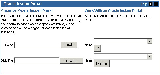 Oracle Instant Portal Build Tab