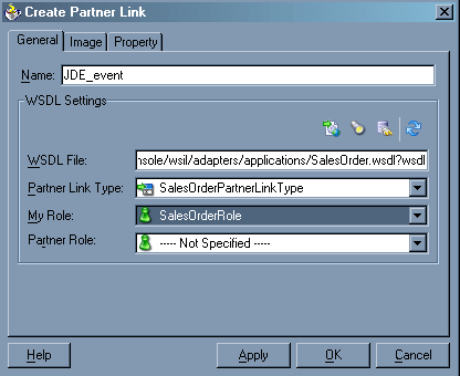 Create Partner Link dialog box