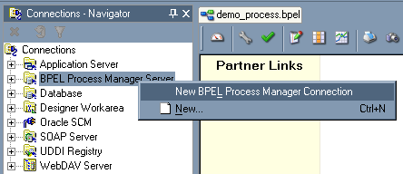 Create a new BPEL PM connection
