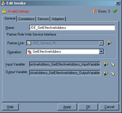 Edit Invoke dialog box
