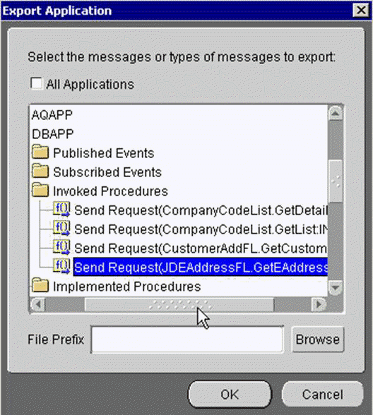 Export Application dialog box