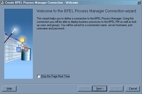 Create New BPEL PM Server Connection welcome screen