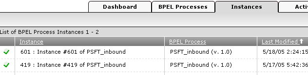 BPEL Console Instances tab