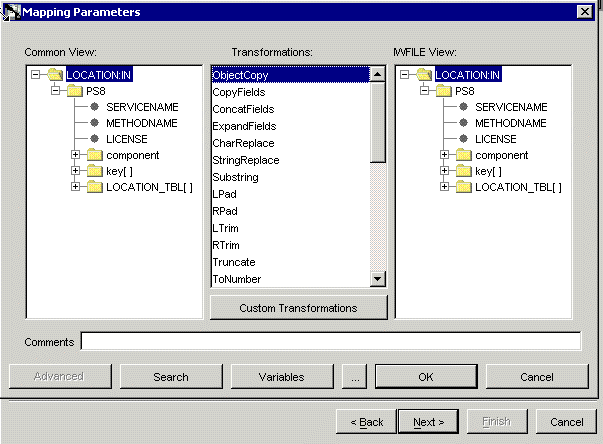 Mapping Parameters window