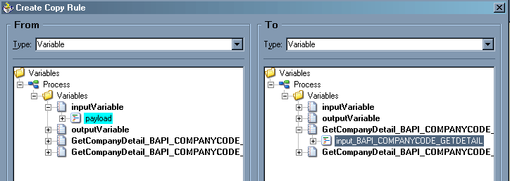 Create Copy Rule window