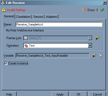 Edit Receive dialog box