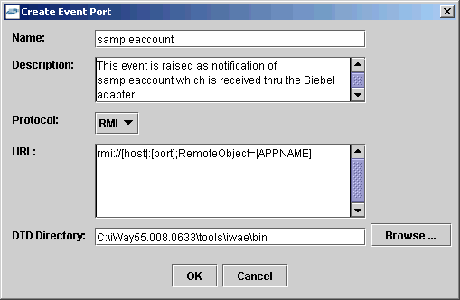 Create Event Port dialog box