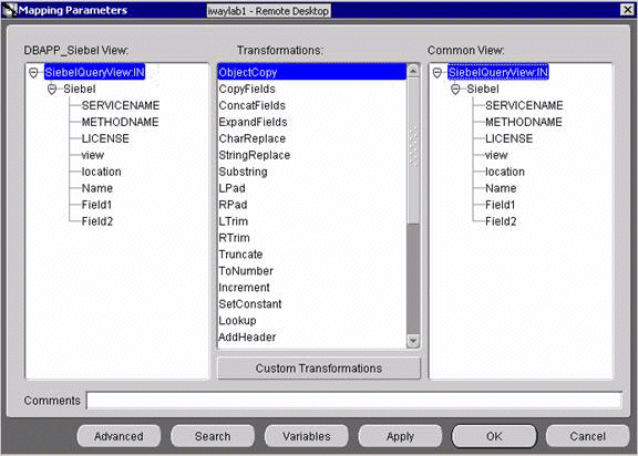 Mapping Parameters dialog box