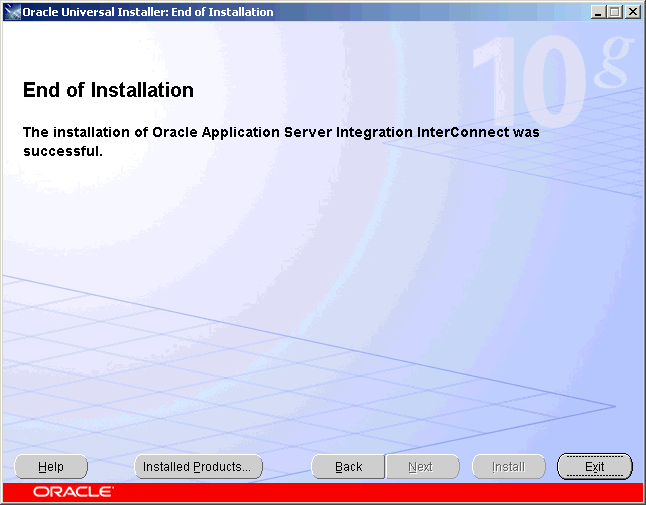 End of Installation Screen