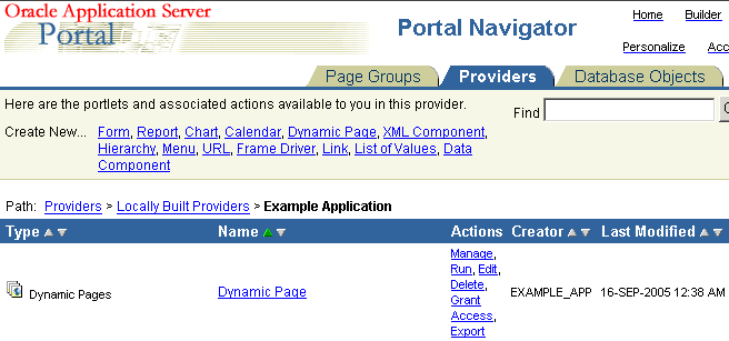 Shows Form link in Portal Navigator